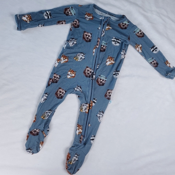 Posh Peanut Bamboo Wolf Bear Raccoon Double Zipper Footed Sleeper Footie Pajama - Picture 1 of 9